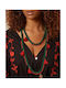 Boho Double Flower Necklace Green Green