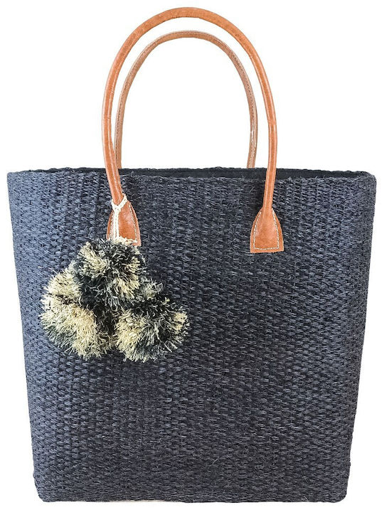 Handgemachte Sisal-Strandtasche Schwarz