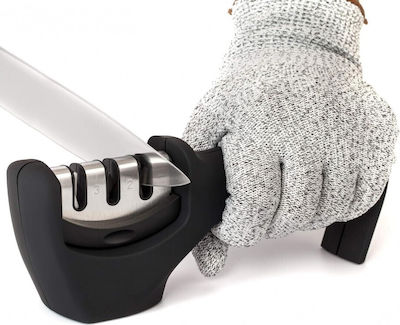 Aj Handheld Knife Sharpener with 3 Levels Set with Cut-Resistant Glove 21x5.7x8.6cm