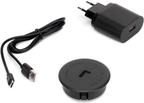Emuca Walled Power Socket with 1 USB Port Black