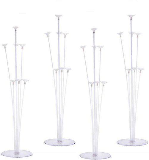 Plastic Balloon Holder Set Zola 4 Pieces Transparent 70 Cm