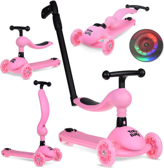 Jokomisiada Trotinetă pentru Copii Pliabil Tiny Bike 2-in-1 3 roți cu scaun Roz