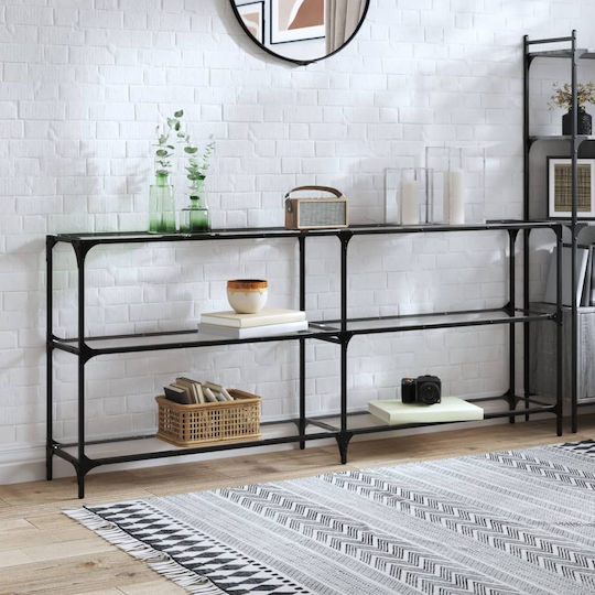 Console Table Metal with Glass Surface Transparent L194.5xW30xH81cm