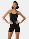 Black Strappy One-piece Shorts