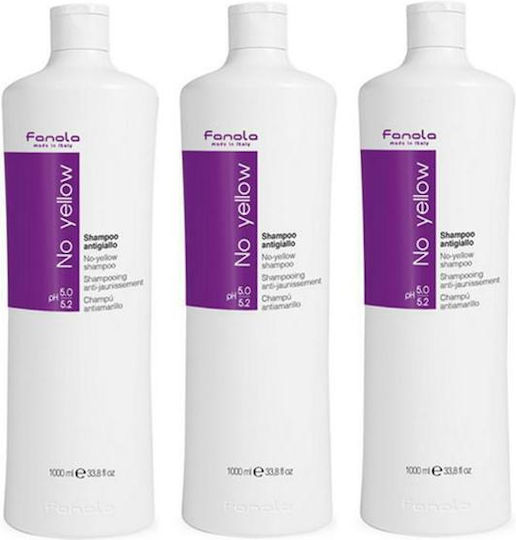 Pachet 3 X Șampon No Yellow Fanola No Yellow 1000ml