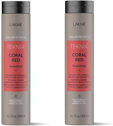 Set pentru păr vopsit roșu Lakme Coral Red, 2 x șampon 300ml