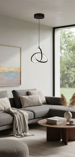 Powertech Κρεμαστό Φωτιστικό Μαύρο LED με Φυσικό Λευκό Φως 40x40εκ.