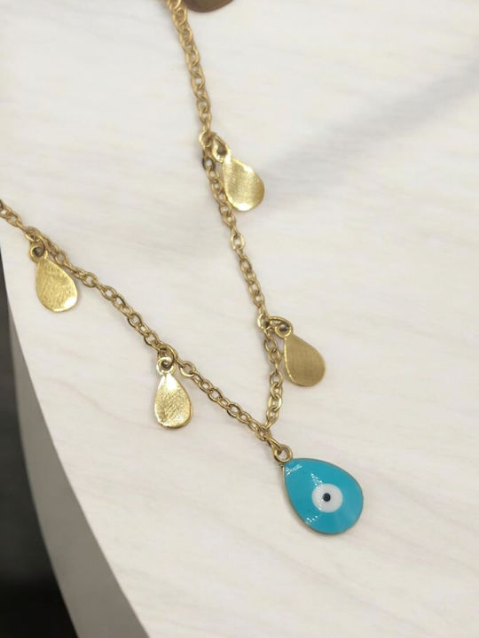 Vergoldete Fußkette aus Stahl Türkis
