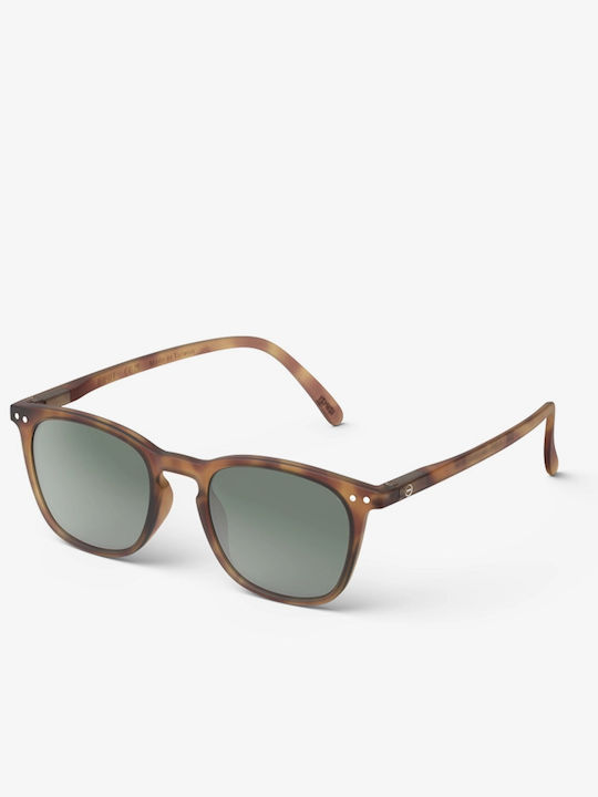 Izipizi Unisex Sunglasses with Brown Tartaruga Plastic Frame and Green Lens SLMSEC238_00