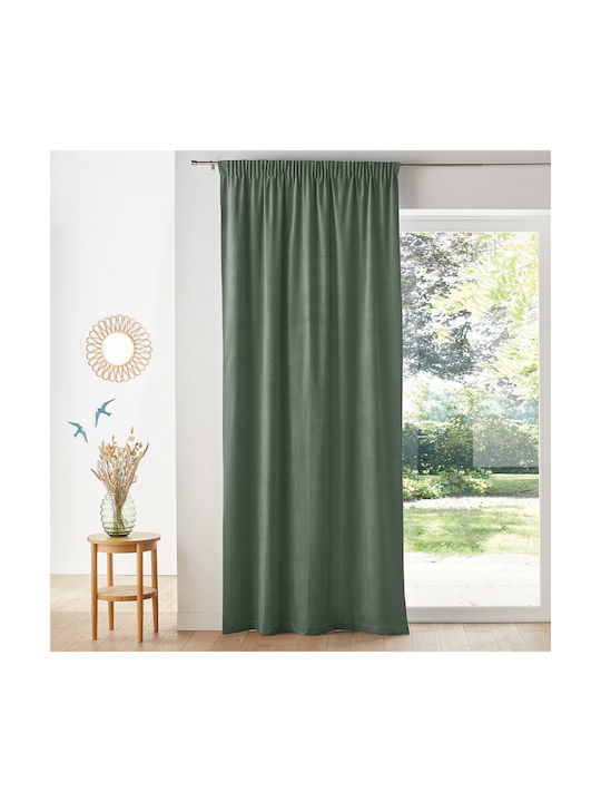 La Redoute Interieurs Κουρτίνα Παραθύρου με Τρέσα Πράσινη 135x220εκ.