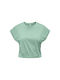 Only Women's Summer Crop Top Cotton Short Sleeve Subtle Green