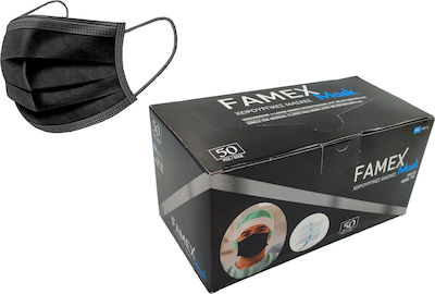 Famex Protective Mask Non-Reusable Surgical Black 50pcs