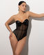 Durchsichtiger schwarzer Bodysuit