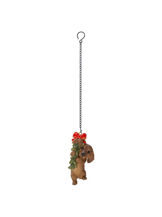 Hanging Ornament Dog from Synthetic Resin Beige 4.5x10cm