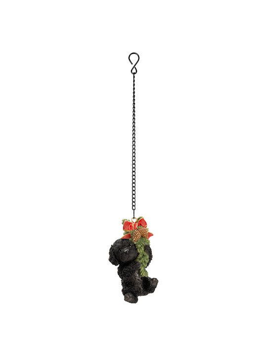 Hanging Ornament Dog from Synthetic Resin Black 5x10cm