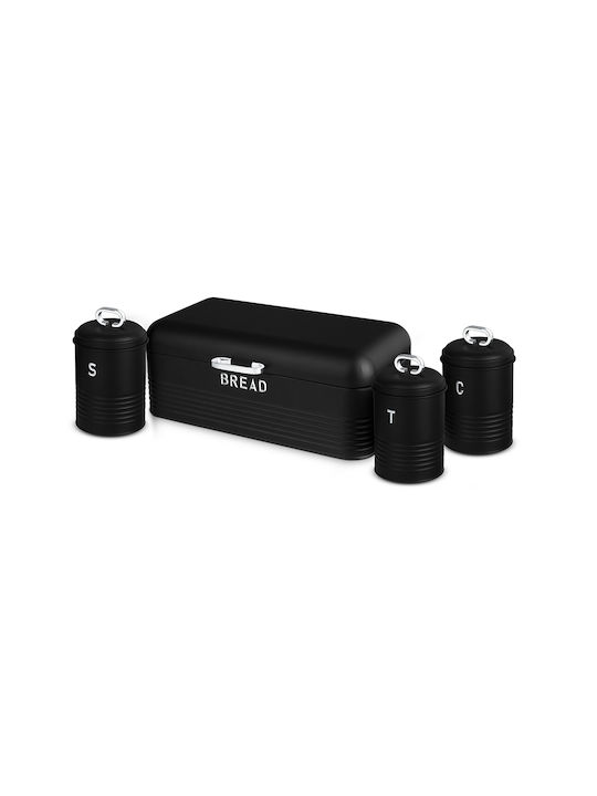 Berlinger Haus Set of 4pcs Containers for Sugar / Coffee / Tea with Lid made of Stainless Steel Black 11.5x11.5x11.5cm