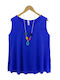 Ustyle Women's Blouse Sleeveless Blue Roulette