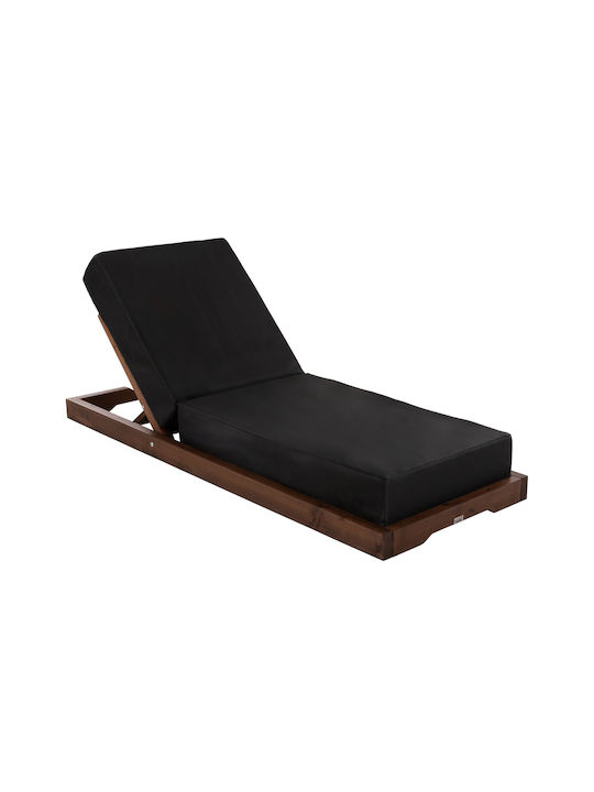 Șezlong Lemn cu Pernă Negru 208x80x100cm