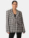 Black Plaid Blazer with Silver Buttons