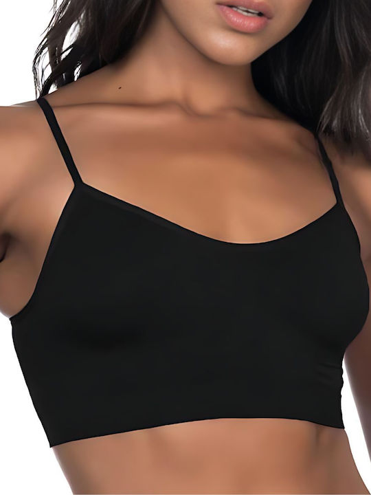 Women's Black Shapewear Sports Bra with Thin Straps