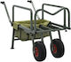 Fishing Trolley 2 Wheels Green Steel Powder Coated 135-145 X 55 X 70 Cm