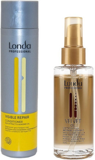 Set für trockenes strapaziertes Haar Londa Repair Shampoo Londa Velvet Oil