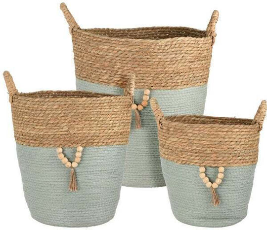 Koopman Coș decorativ Din paie Blue 30x31buc