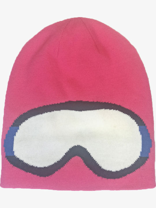 Beanie Unisex Reversible Beanie Knitted in Fuchsia color