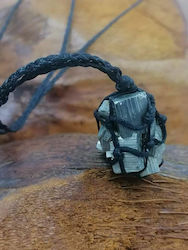 Macrame Wrapped Pyrite Cube Necklace