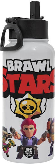 Koupakoupa Brawl Stars Desert Thermos Bottle Stainless Steel / Plastic BPA Free 950ml White