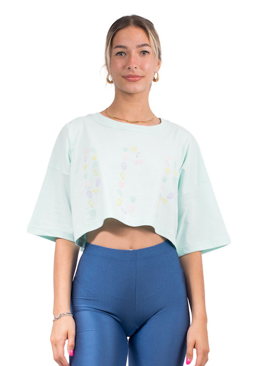 PCP Γυναικείο Crop Top Βαμβακερό Floral Mint