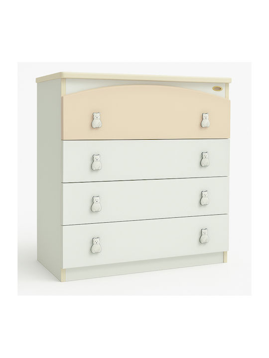 Baby Dresser with 4 Drawers White Cream 80x50x88cm