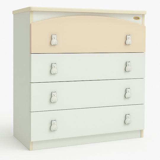 Baby Kommode mit 4 Schubladen White Cream 80x50x88cm