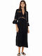 Pink Label Damen Maxi Kleid Strand Schwarz