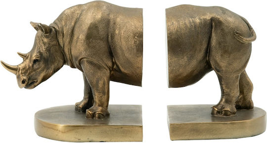 Plastic Bookend Rhino in Gold Color 1pcs 12x15x27.5cm