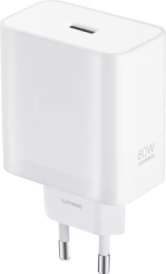 Oppo Φορτιστής Χωρίς Καλώδιο με Θύρα USB-A 80W Λευκός (Supervooc)