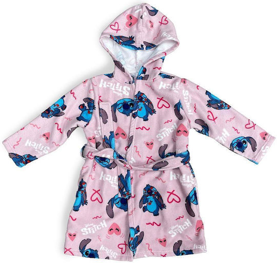 Disney Παιδικό Μπουρνούζι Lilo & Stitch Pink με Κουκούλα