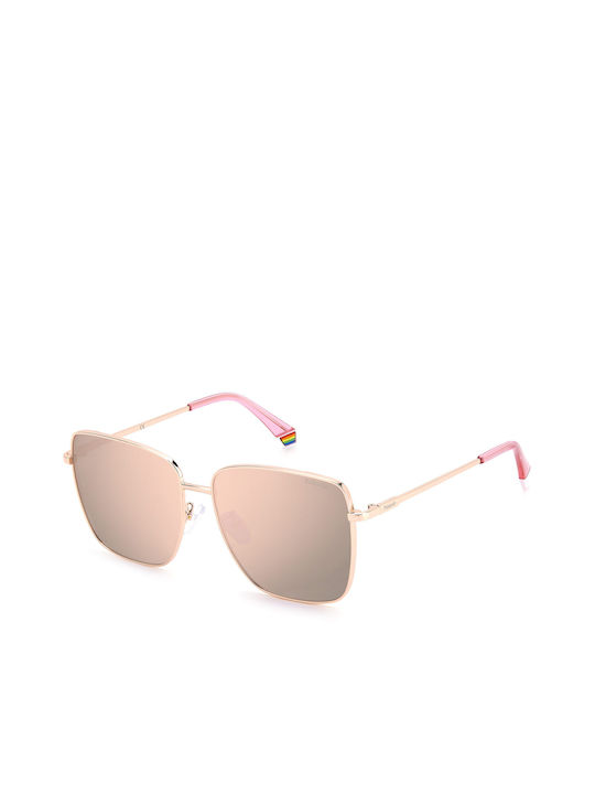 Polaroid Sonnenbrillen mit Rose Gold Rahmen und Rosa Polarisiert Spiegel Linse PLD6164/G SDD/BJ