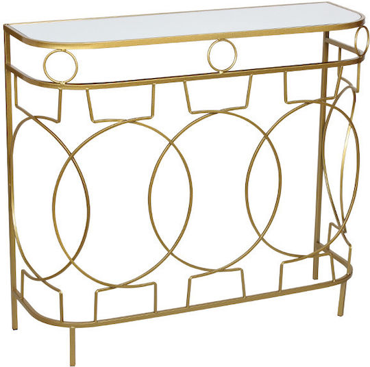 Console Table Metal with Glass Surface Gold L91xW29xH81cm