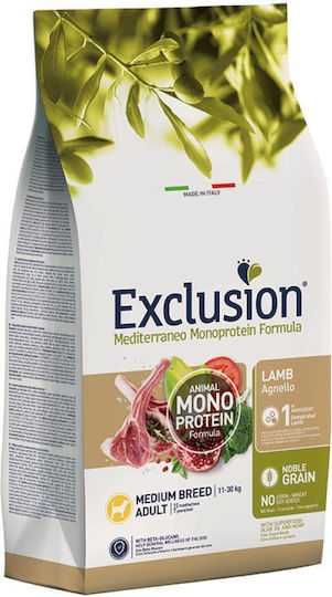 Exclusion 12kg Dry Food for Adult Medium Breed Dogs with Lamb