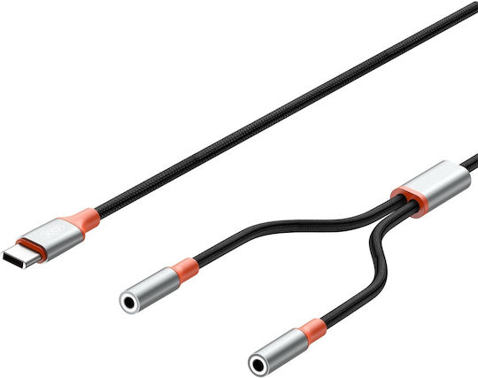 XO Nb269b Μετατροπέας USB-C male σε 3.5mm 2x female 1τμχ