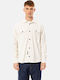 Mânecă Lungă Catifea Raiată Overshirt Ecru