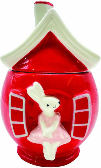JK Home Decoration Weihnachtliche Keksdose Keramik Rot L15.5xB14.5xD22.5cm.