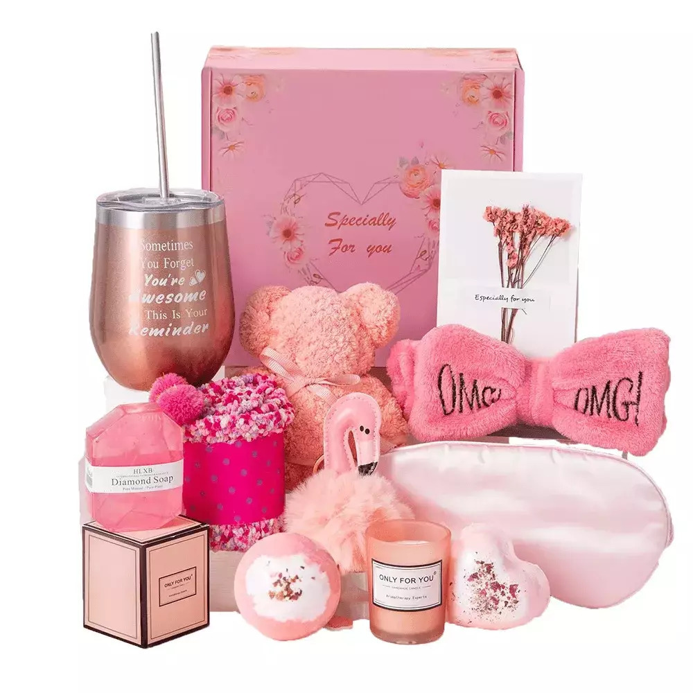 Set Cadou Spa pentru Femei Pachet de Îngrijire a Băii Roz