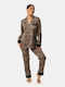 Satin Animal Print Brown Pyjama Set