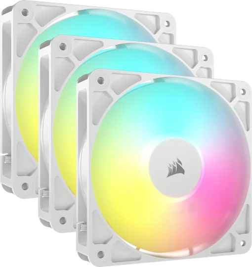 Corsair RS120 Case Fan με ARGB Φωτισμό και Σύνδεση 4-Pin PWM 3τμχ Λευκό