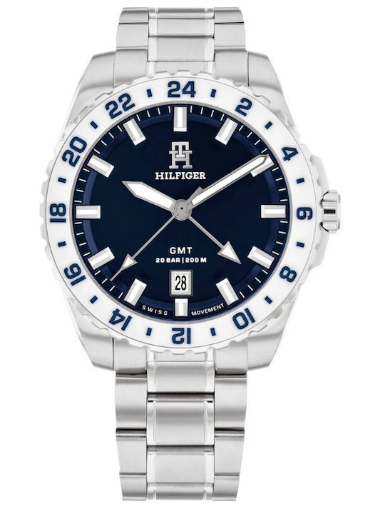 Tommy Hilfiger Ανδρικό Ρολόι 42mm Μπαταρίας με Ασημί Μεταλλικό Μπρασελέ