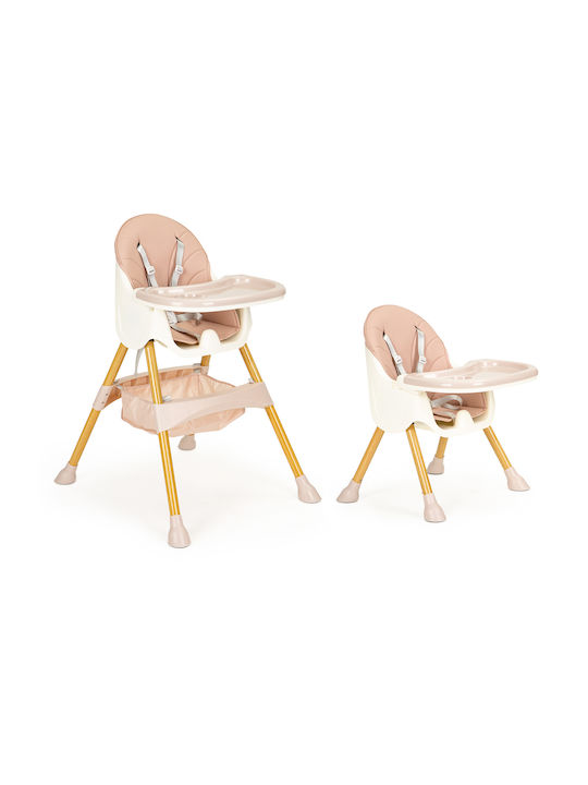 2-in-1 Ecotoys Scaun de Masă pentru Copii 2 în 1 cu Cadru din Lemn Roz