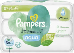 Pampers Harmonie Aqua Baby Wipes with 99% Water, without Alcohol & Fragrance 3x48pcs