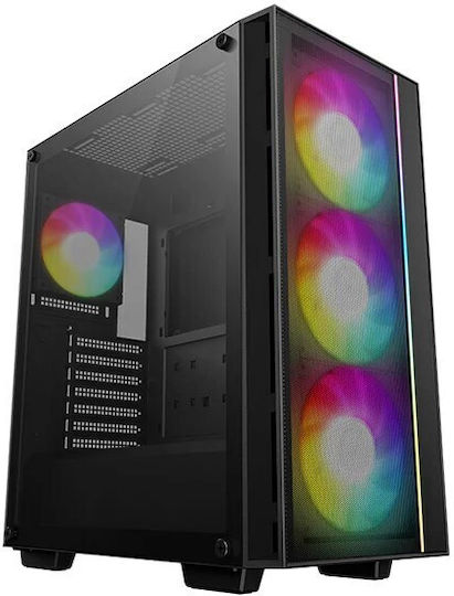 Deepcool Matrexx 55 Mesh V4 C Gaming Midi Tower Κουτί Υπολογιστή με Πλαϊνό Παράθυρο και RGB Φωτισμό Μαύρο